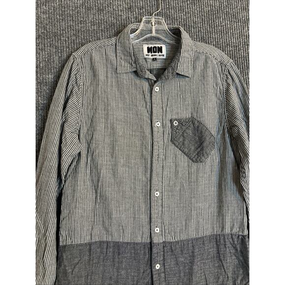 WOOLF ORIGINALS NEW YORK WON Button Up Shirt Size Large Striped Long Sleeve - Picture 3 of 11